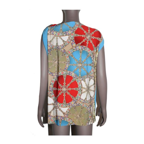 Floral Striped Sleeveless Tunic Boho Sleeveless Blouse Size Small - Picture 2 of 2